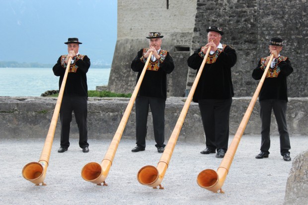 Alpine horn players in Montreux, Switzerland